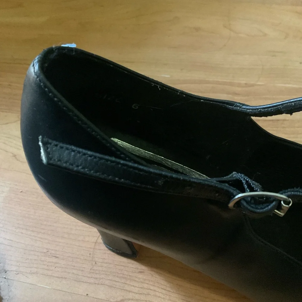 “FREED OF LONDON” Professional Dance/ Ballroom Black Strap Heeled Shoes - Picture 5 of 9